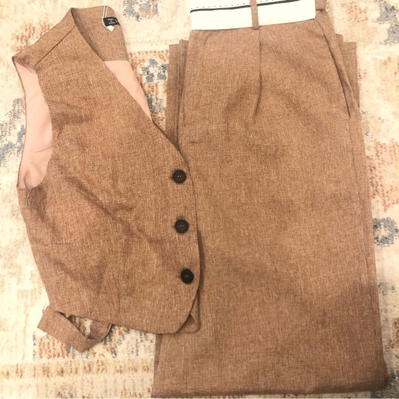 💛Button Front Vest Blazer & Wide Leg Pants Set - Picture 10 of 12